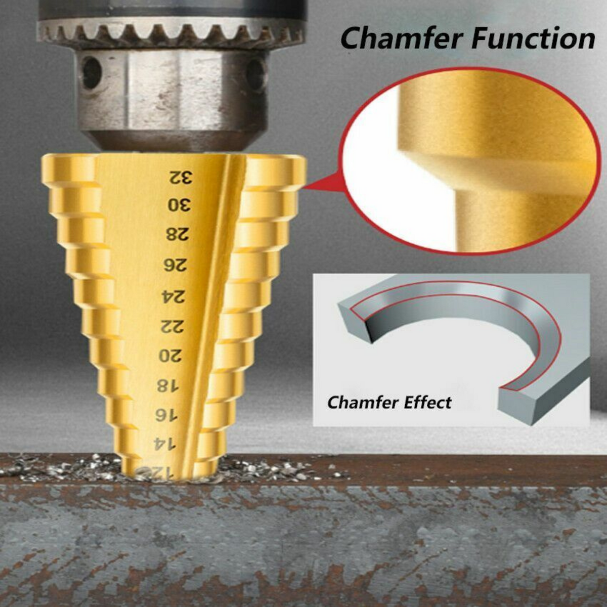 Step Cone Drill 3X Large HSS Steel Titanium Bit Set Hole Cutter  3/12mm 4-12/20m