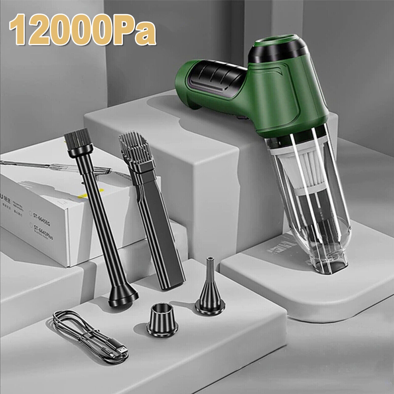 12000PA Dust Blower Mini Air Duster Handheld Cordless Vacuum Cleaner Green