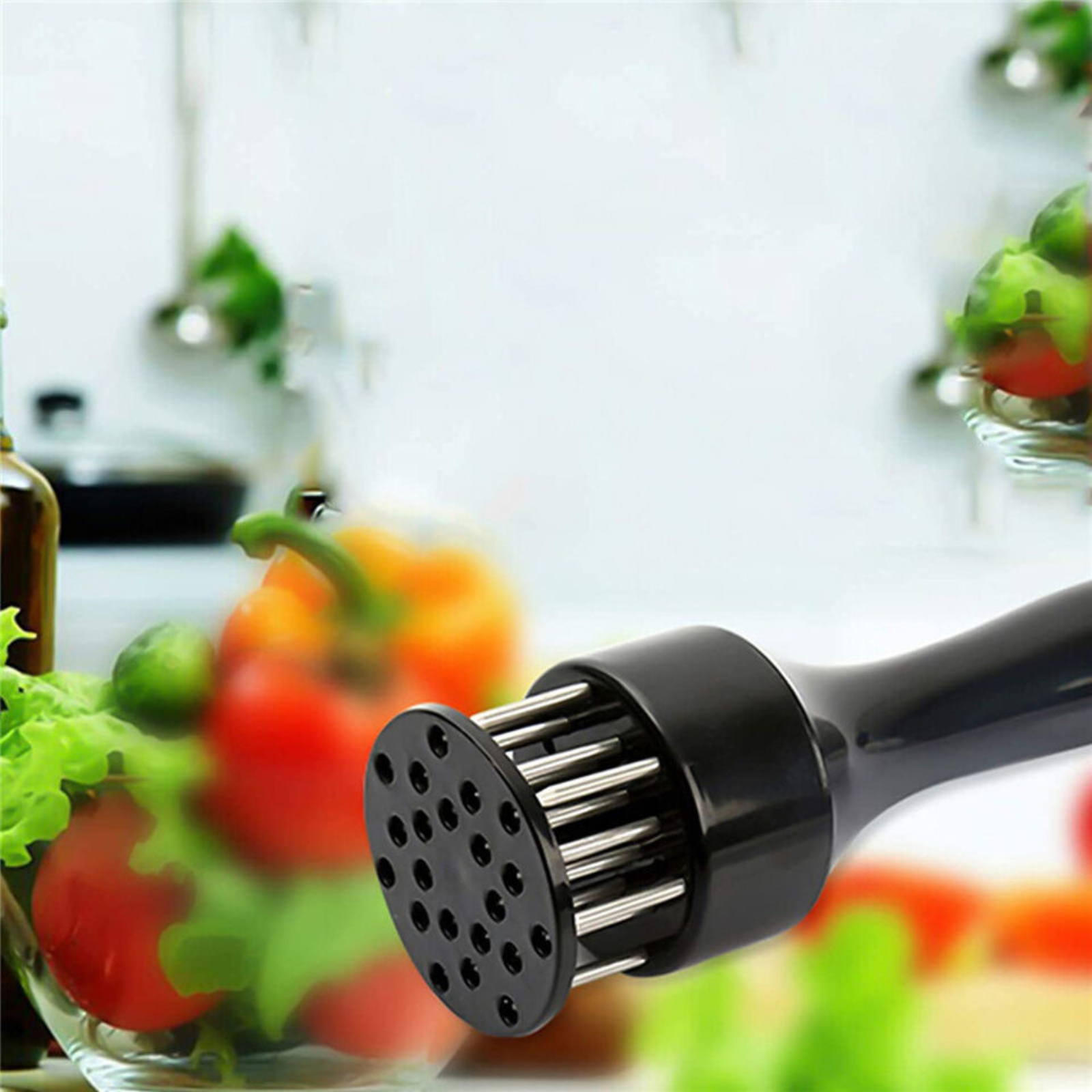 Pin Beef Stainless Needles Cook Tool Kitchen Meat Tenderizer Steak Hammer Black