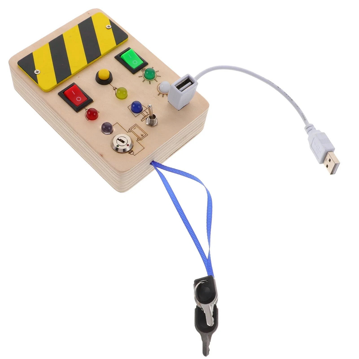 Montessori Busy Board 8 LED Light Switch Square Key Sensory Toy