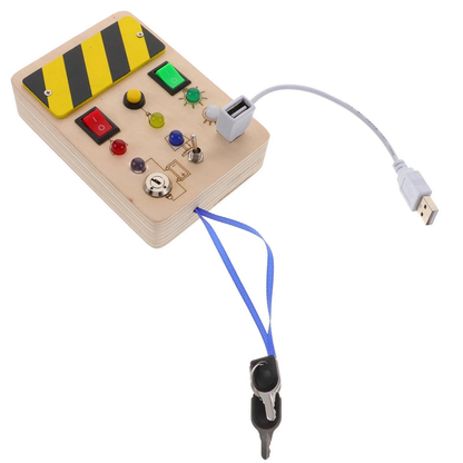Montessori Busy Board 8 LED Light Switch Square Key Sensory Toy