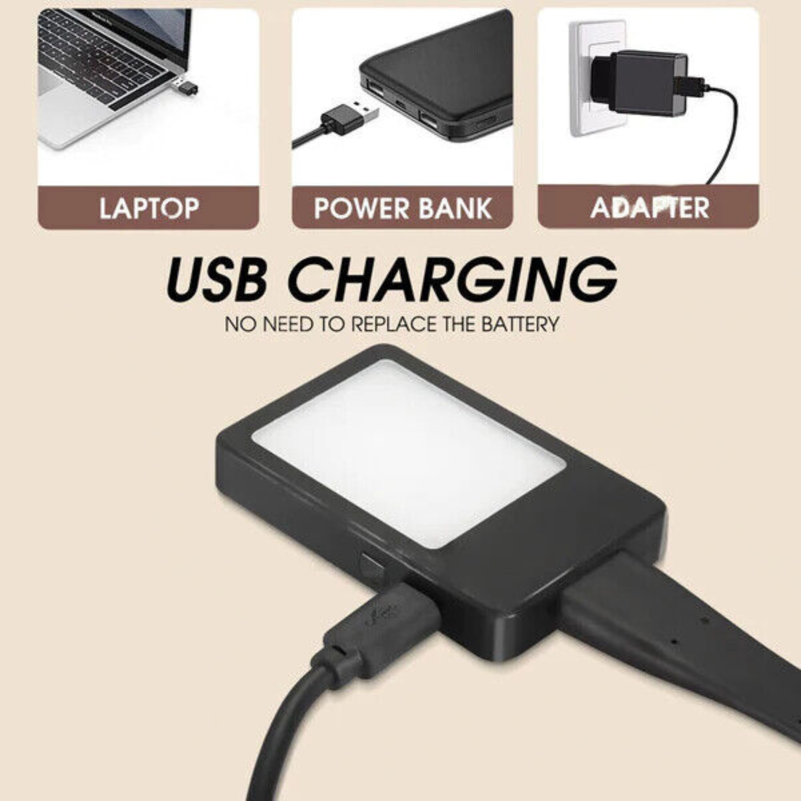 USB Rechargeable Flexible Clip On Bed Desk Table Black LED Reading Light Lamp