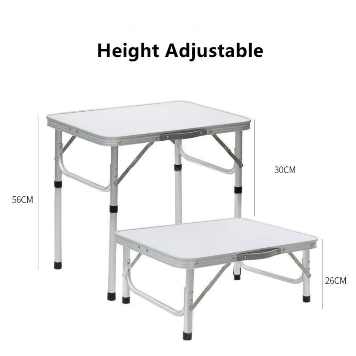 60cm Portable Folding Picnic Table Adjustable Camping Desk Outdoor