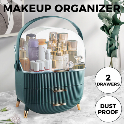 Green Portable Jewelry Drawer Holder Makeup Case Organizer Cosmetic Storage