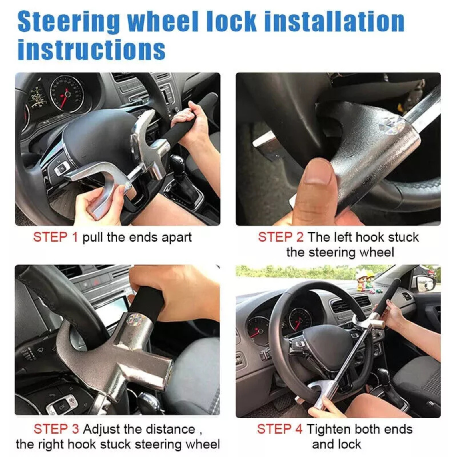 The Club Clamp Heavy Duty Lock Anti Theft Security Universal Car Steering Wheel