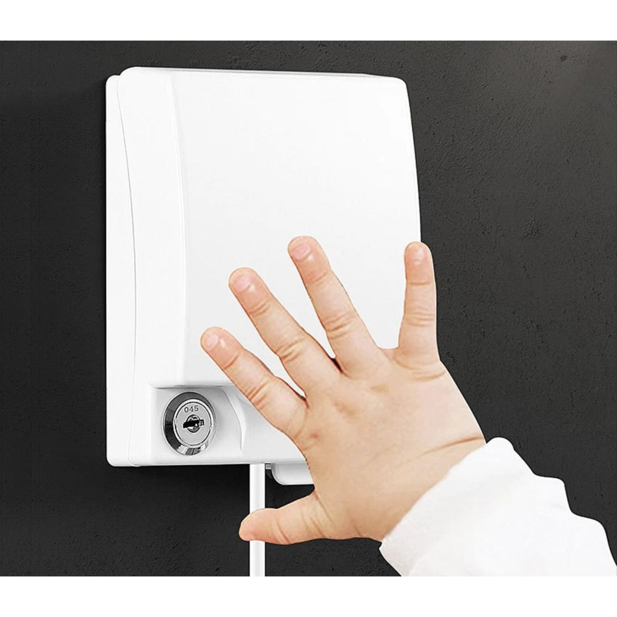 White Plastic Lockable Electric Switch Protective Cover Safety Accessory