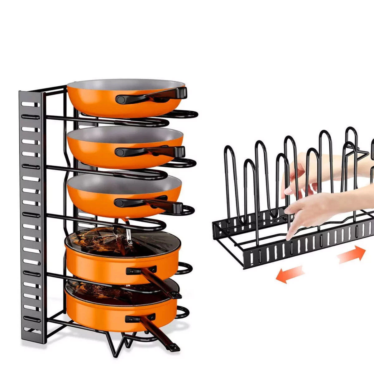 Kitchen Storage Rack Pot Lid Frying Pan Organizer Cabinet Holder Shelf Stand