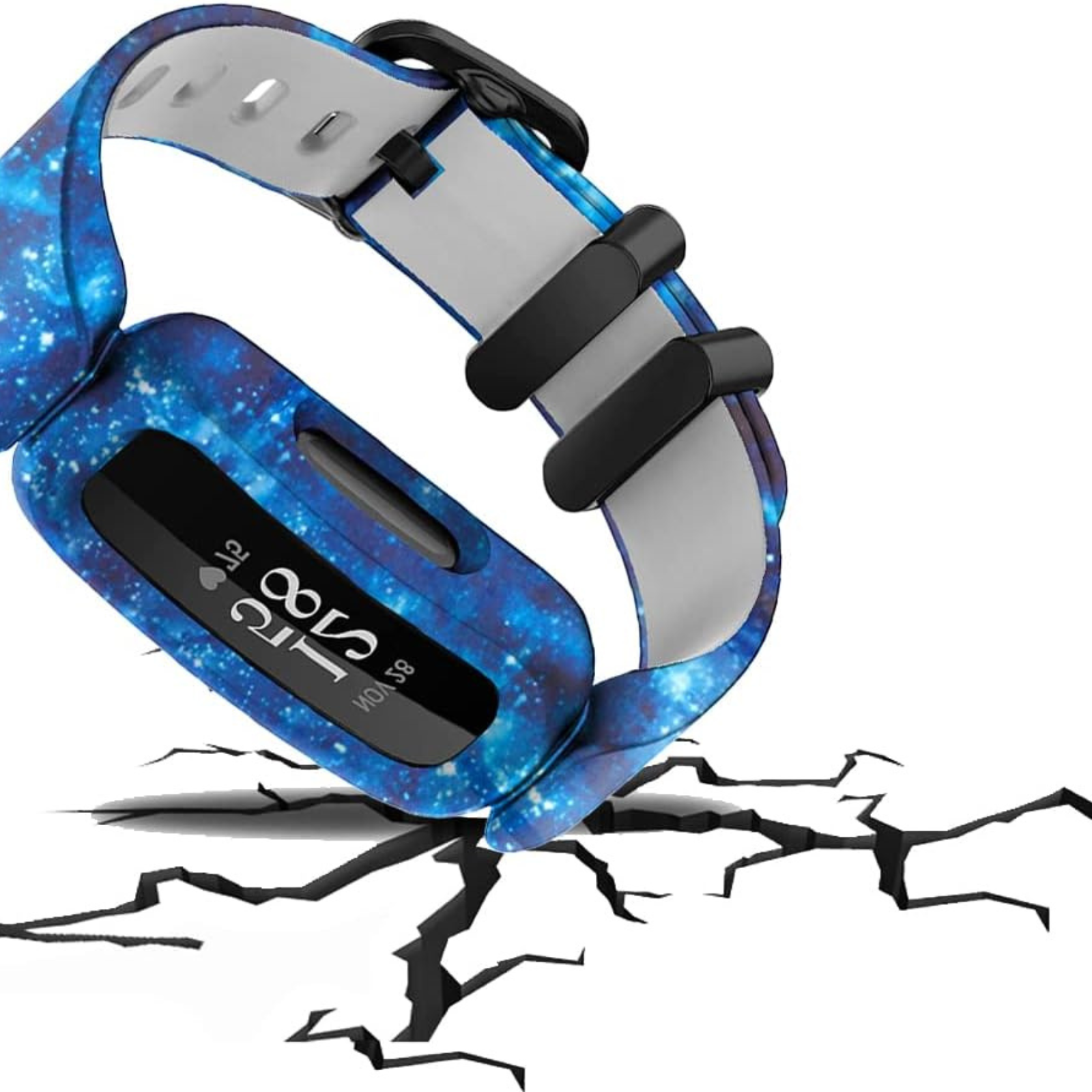 Printed Blue Fitbit Ace 3 Kids Silicon Replacement Anti-Lost Wristband Strap