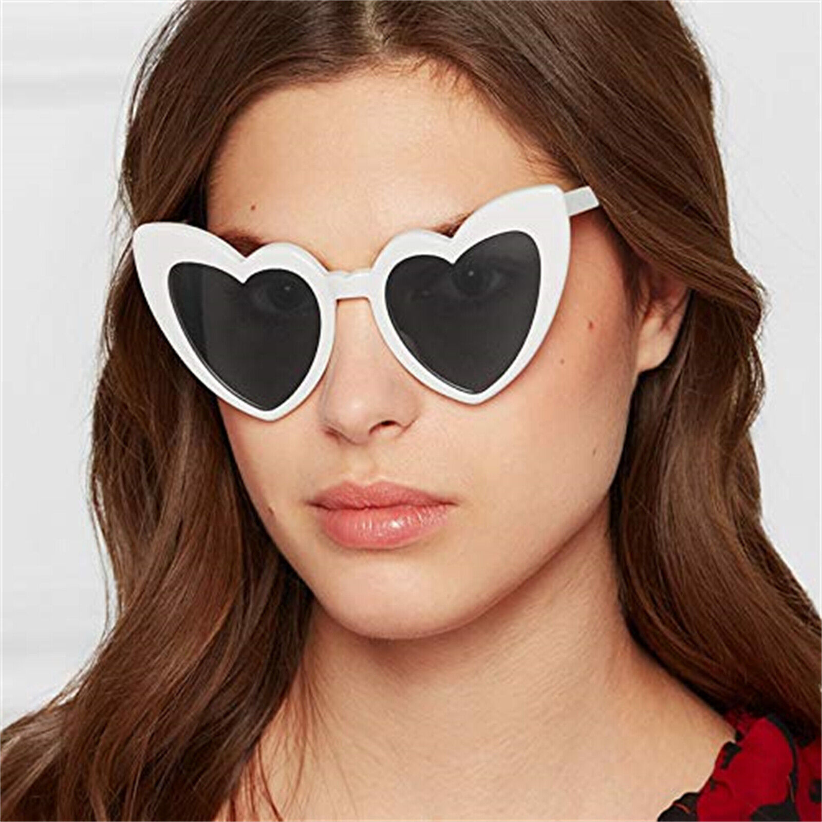 Retro Gradient Color Lens Eye Glasses Women LOVE Heart Shaped Sunglasses  White