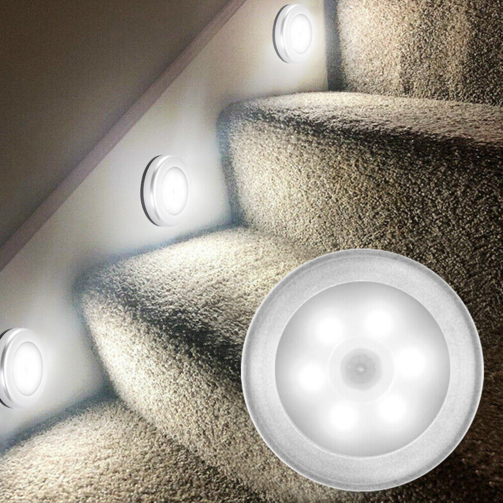 3pcs Night Light 6 LED Motion Sensor Stairs Hallway Home Lamp Battery Operated