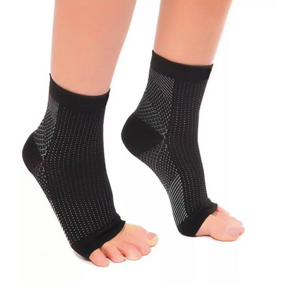 2 Pairs Black Plantar Fasciitis Socks for Heel and Ankle Swelling