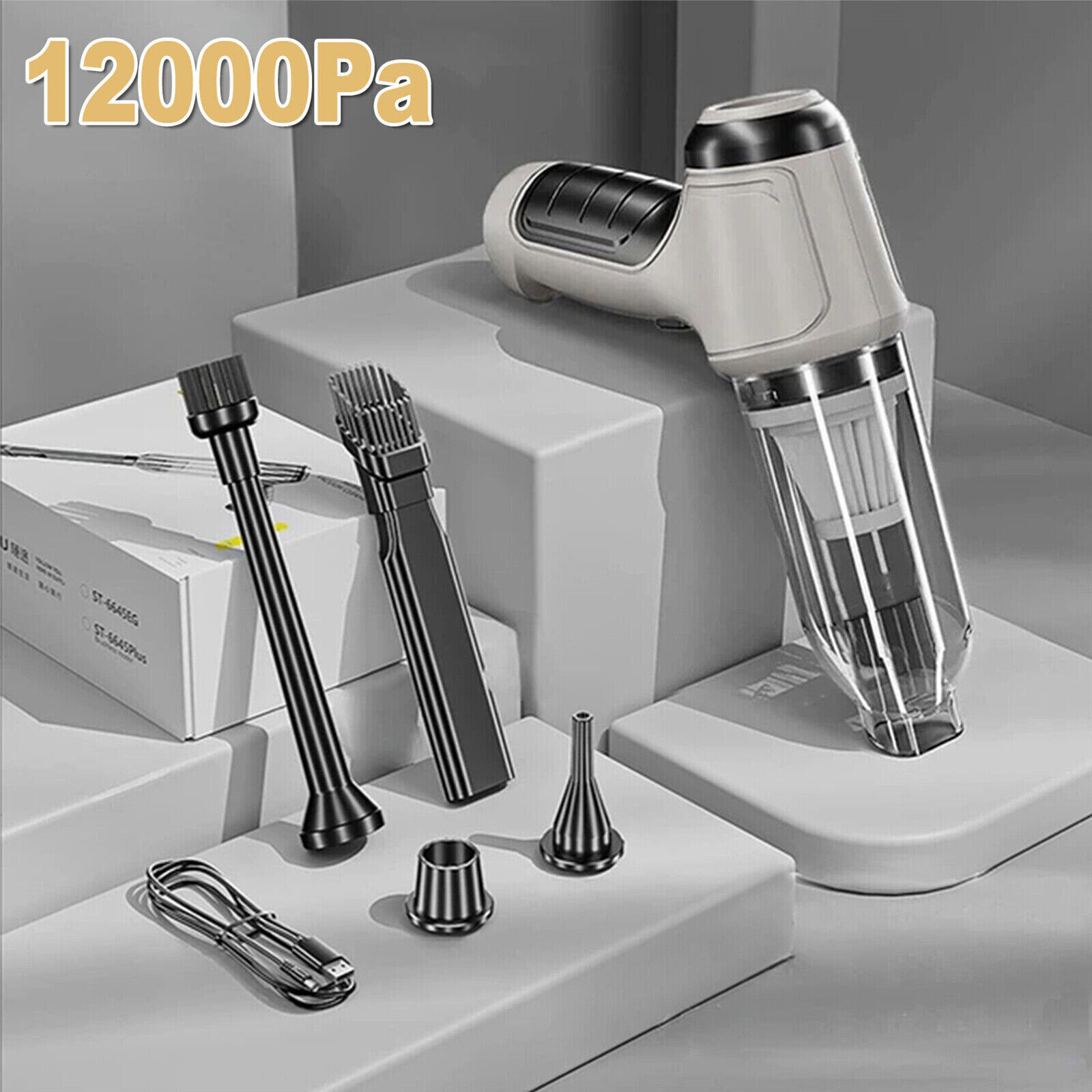 12000PA Dust Blower Mini Air Duster Handheld Cordless Vacuum Cleaner Grey