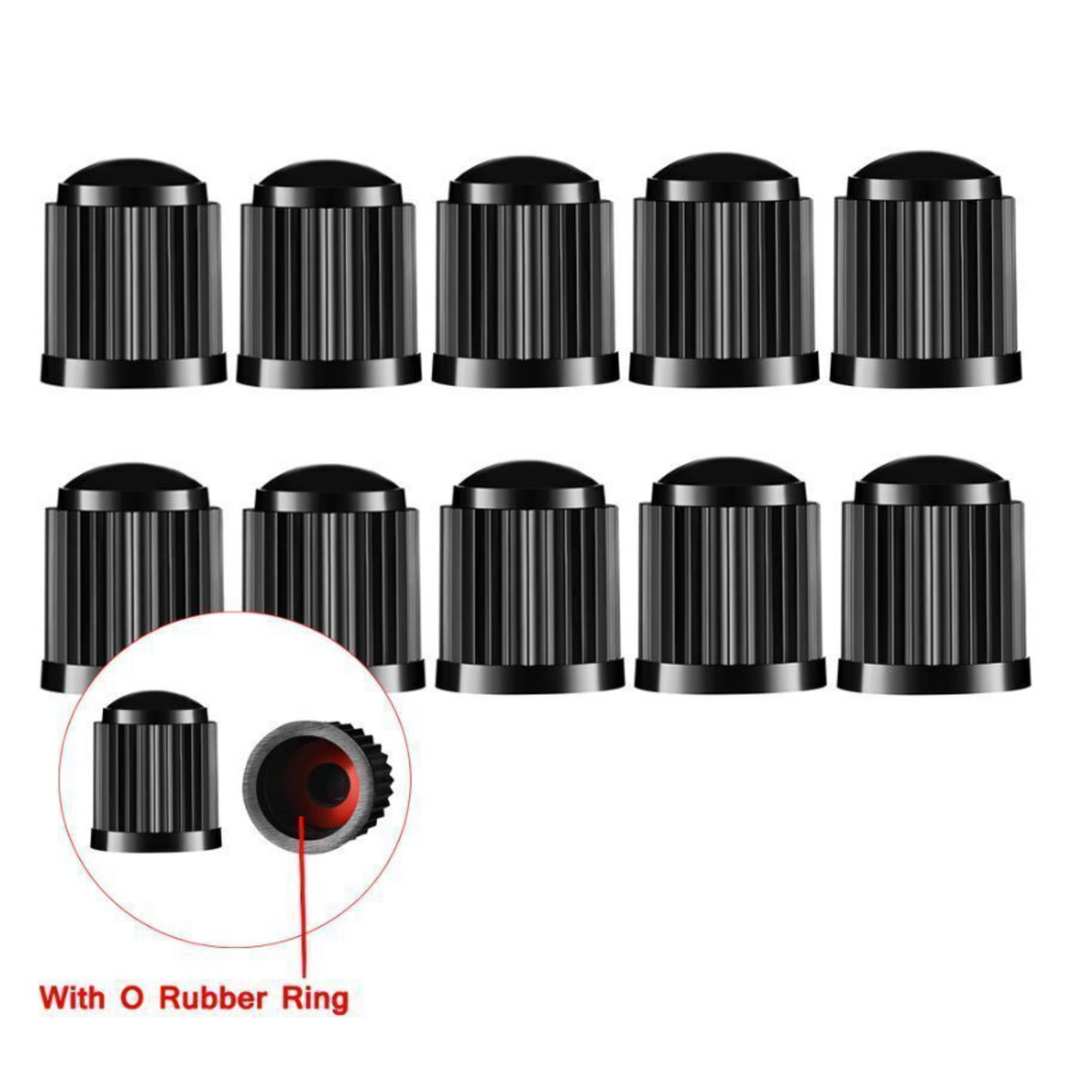 Black Air Valve Caps For Car, Truck, Motorbike Tire Wheel Tyre Cover