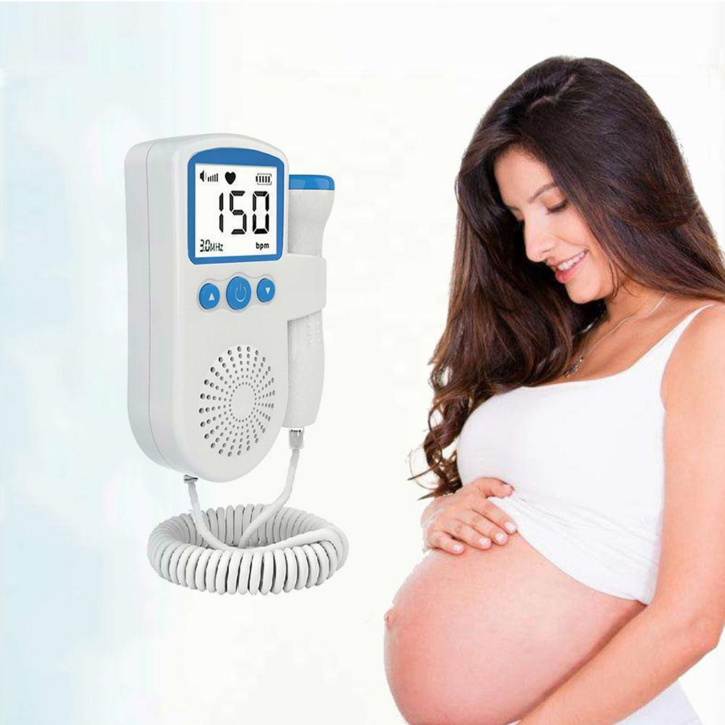 Baby Heart Beat Rate Monitor Fetal Doppler PLUS Chew Dummy Teething Mitten Glove