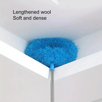Blue Microfibre Telescopic Handle Ceiling Fan Blade Duster Cleaner Tool