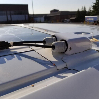 Double Hole Caravan Roof Boat Cable Entry Gland Solar Panel Mounting White