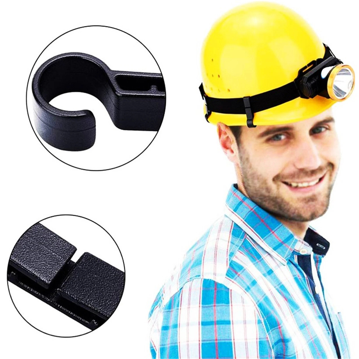 Safety Helmet Headlamp Clips Hard Hat Secure Mount Accessories 10X