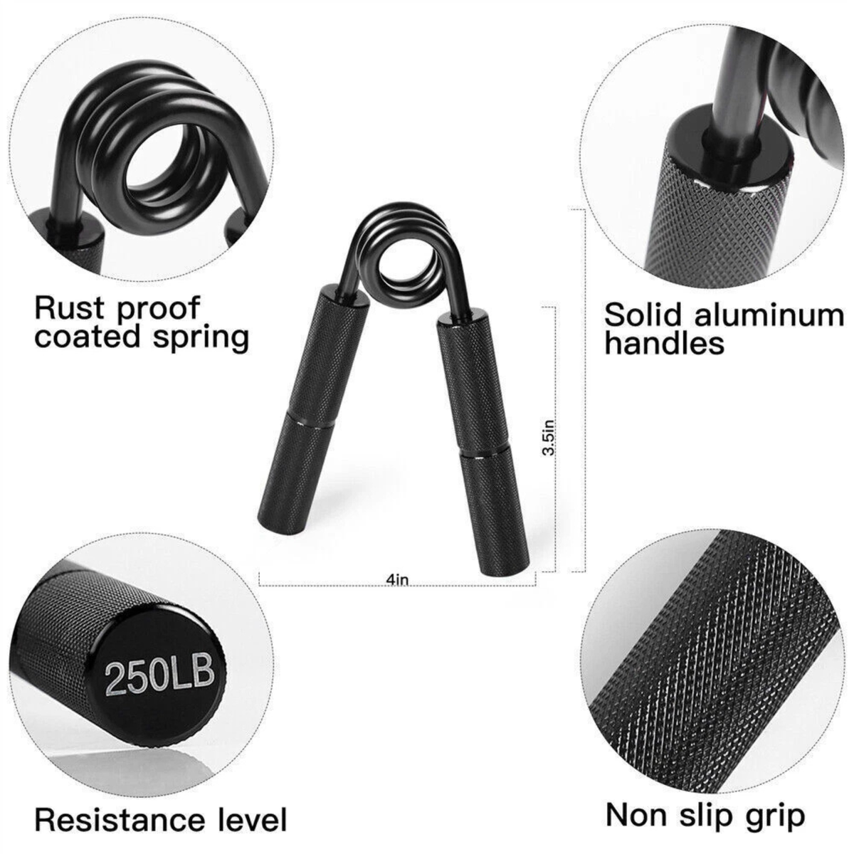 Hand Grip Strength Trainer Fitness Non-Slip Exercise 250LBS Resistance