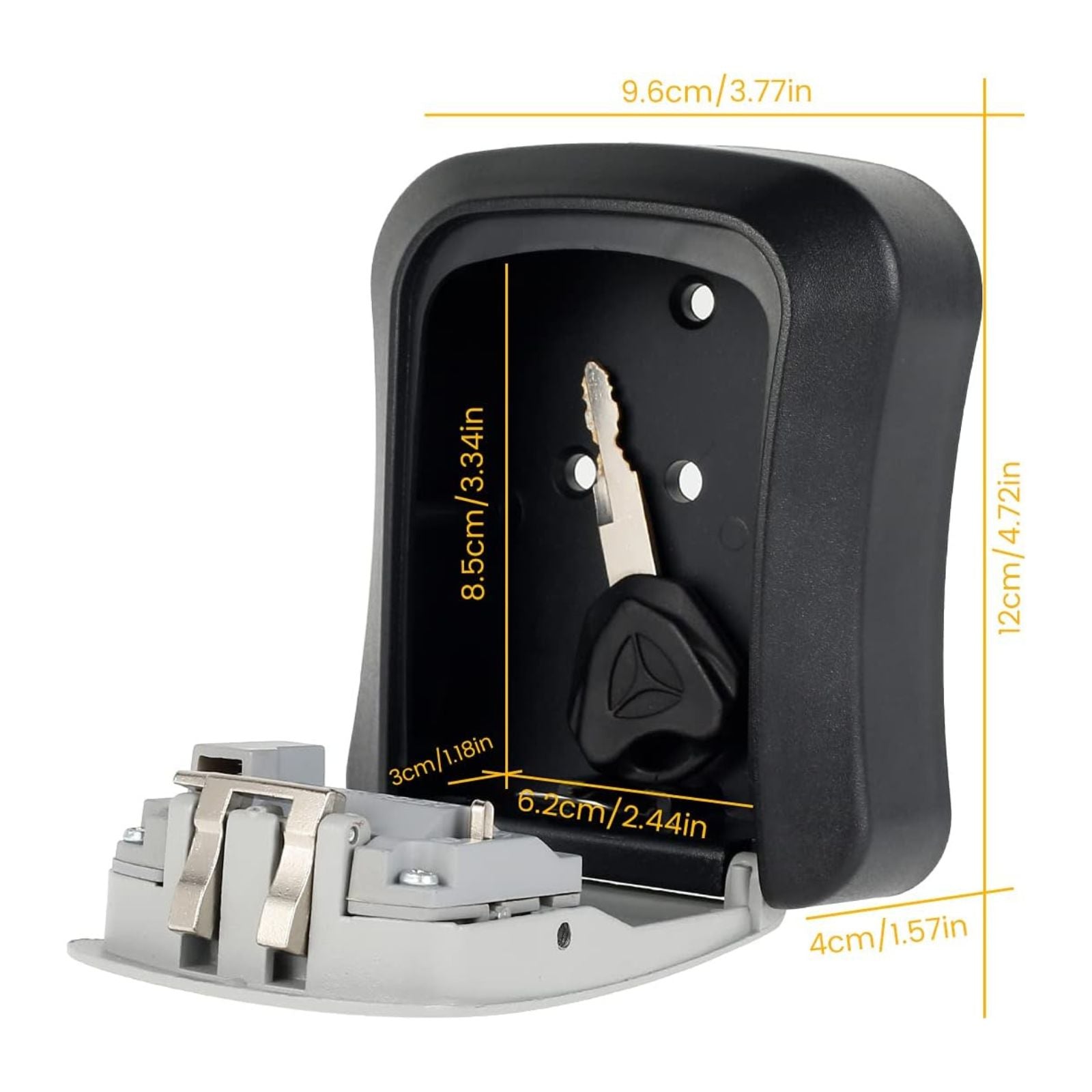 Home Security Outdoor Key Safe Storage Box Grey Wall Mounted Combination Lock