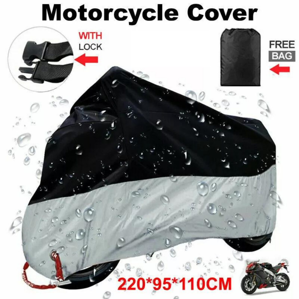 Waterproof Motor Bike Storage Motorcycle Cover Motorbike Cruiser Large