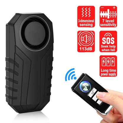 Loud 113dB w/Remote Control Anti-Theft Vibration Wireless Bike Motorcycle Alarm