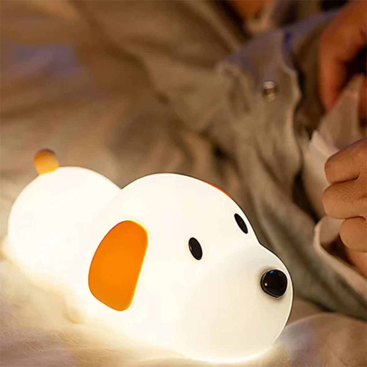 Cute Puppy Silicone Night Light for Kids Rechargeable Soft Glow Lamp