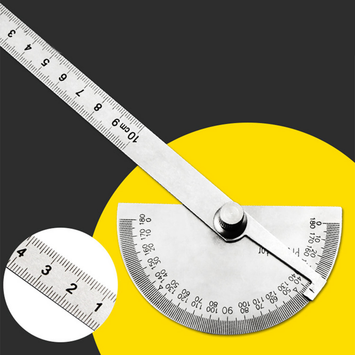 Arm Measuring Gauge Ruler Protractor Angle Finder 180 Degree Stainless Steel
