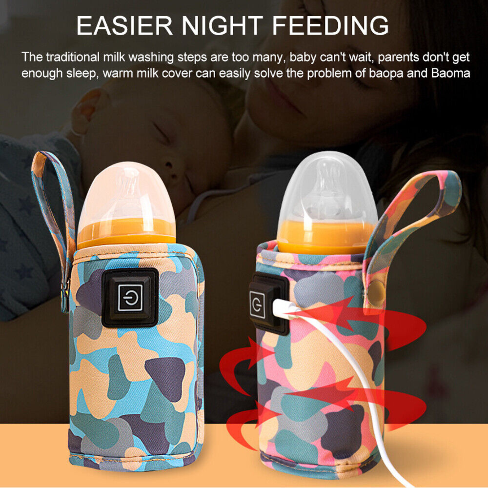 Travel Heater Bag Pouch Portable Feeding USB Baby Bottle Milk Warmer Blue