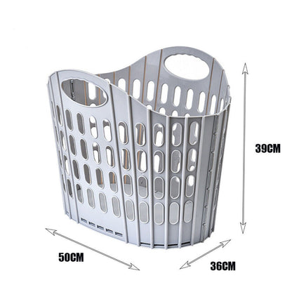 Plastic Laundry Basket 50L Collapsible Washing Clothes Storage Folding Organizer