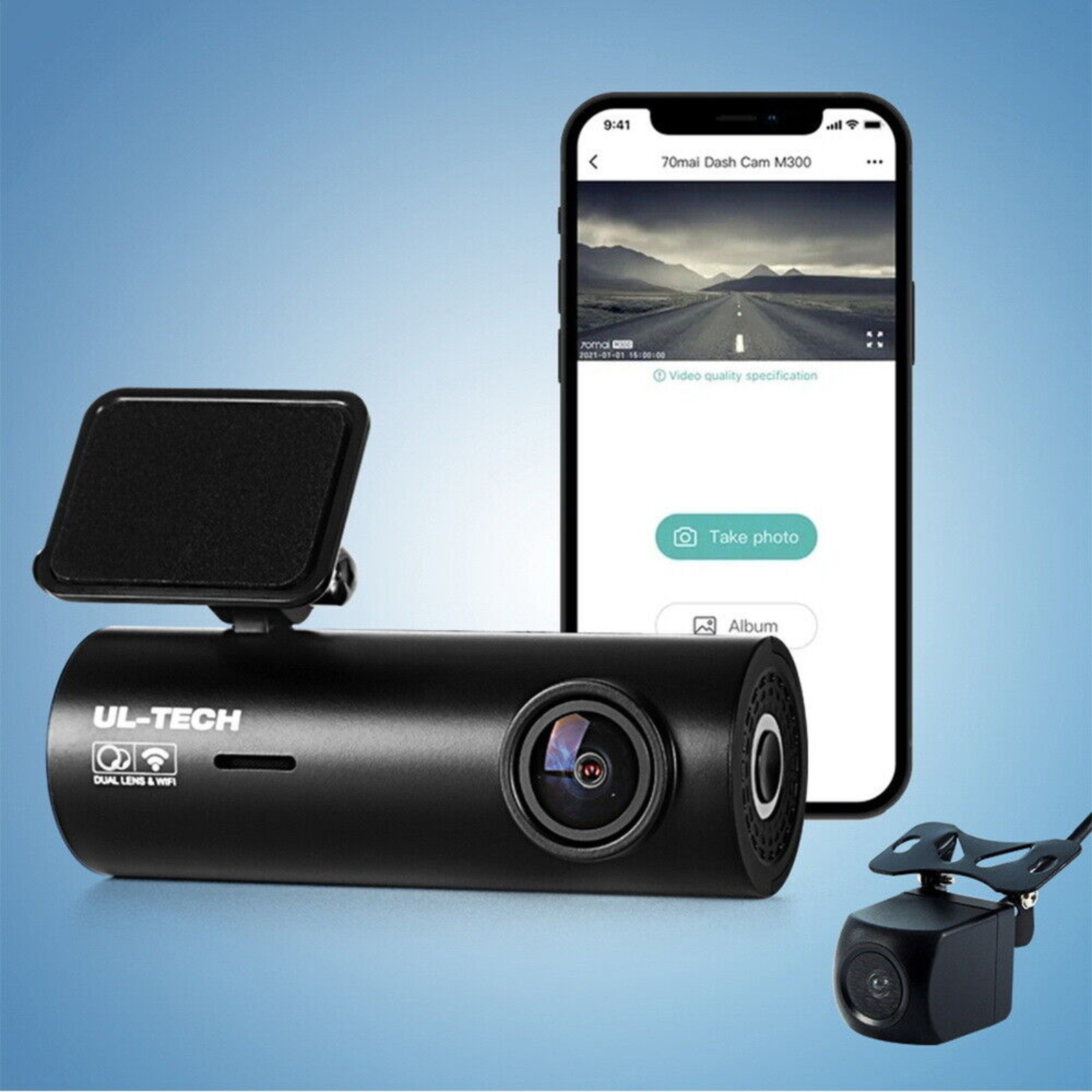 Rear Dash Cam DVR WiFi Free UL-tech 4K Dash Camera Front Hardwire