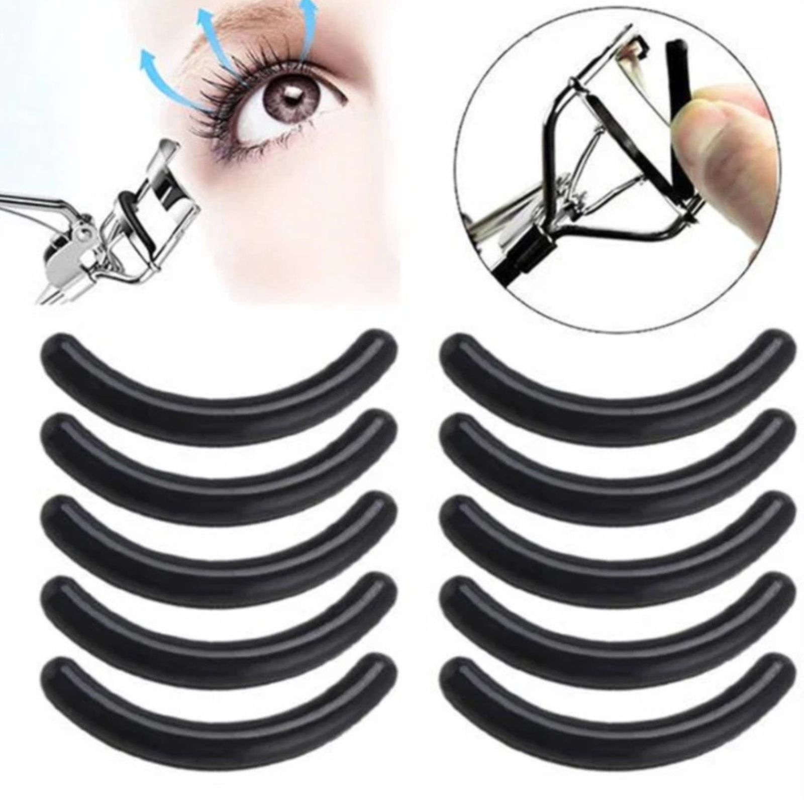 10x Replacement Eyelash Curler Circle Cosmetic Refill Rubber Pads Make Up Tool