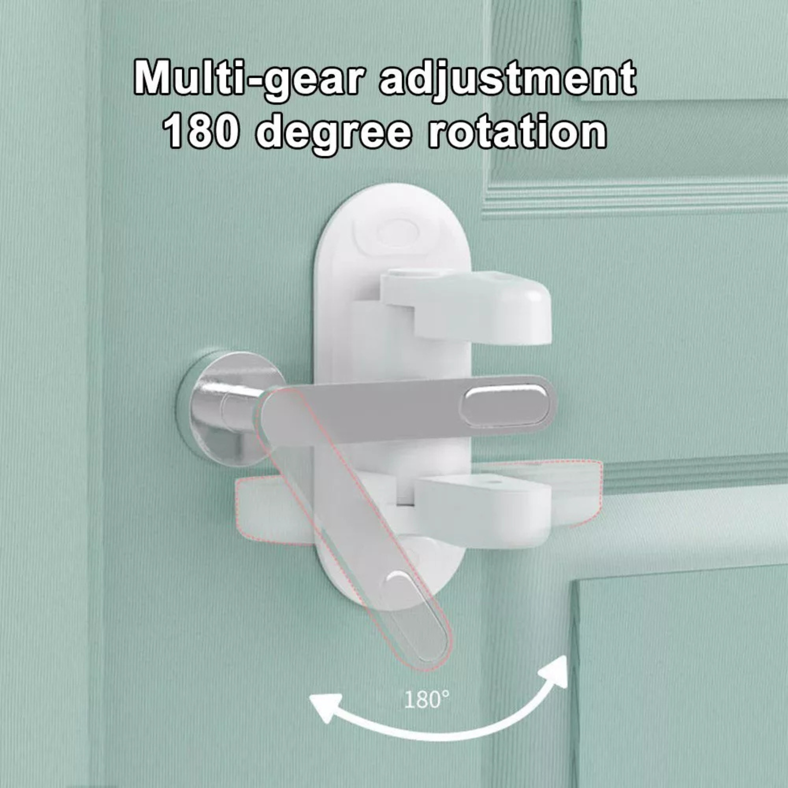 2x Lever Handle Safety Lock Doors Adhesive Lock Safety Child Baby Proof Doors