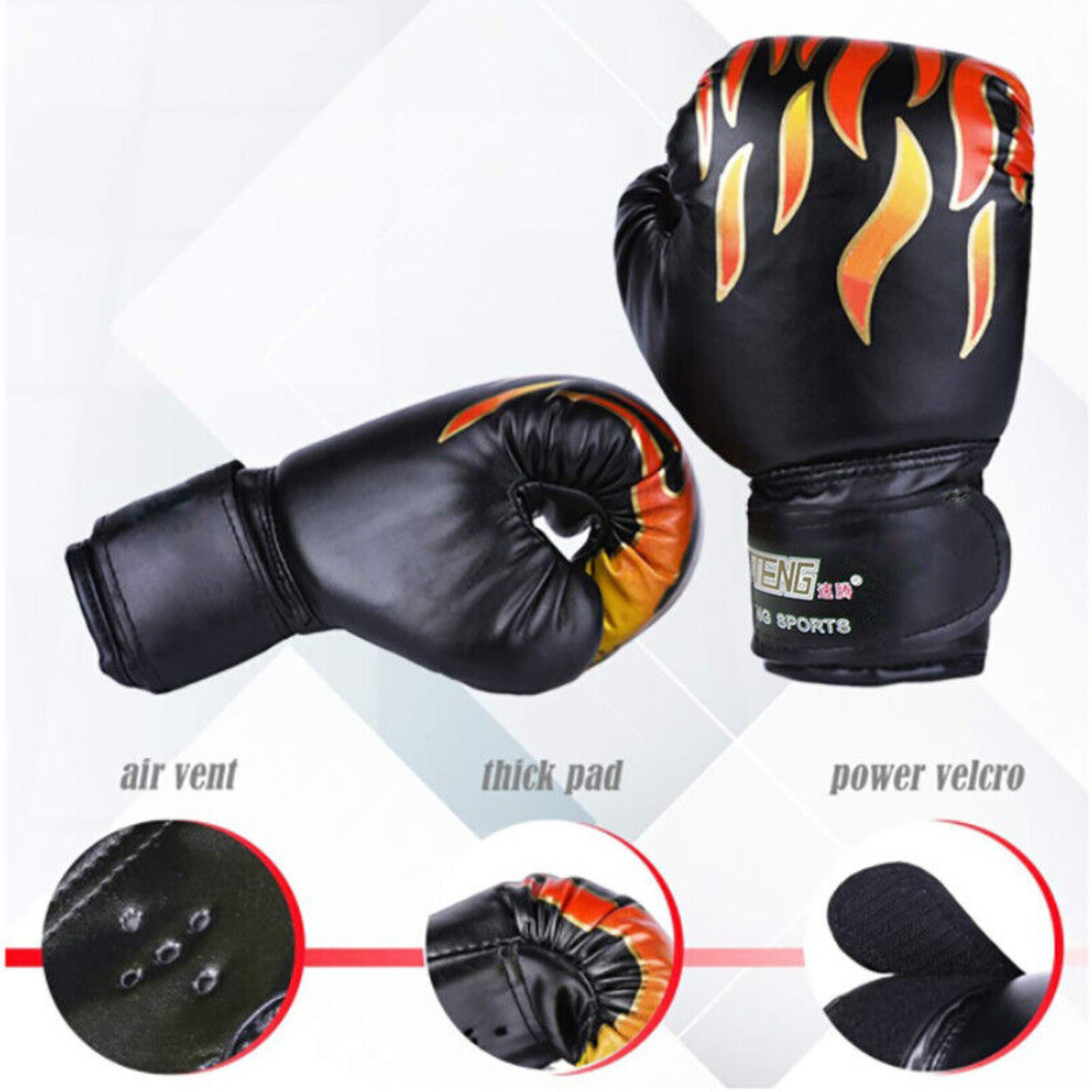 MMA Kick Boxing Training Gloves Children Kids Sparring Punching Gloves Black
