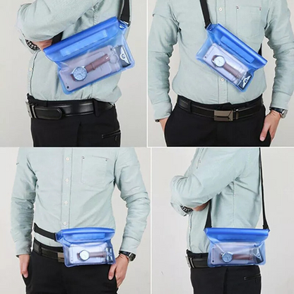 Swimming Boating Dry Phone Pouch Waterproof Waist Belt Bum Bag Beach Blue