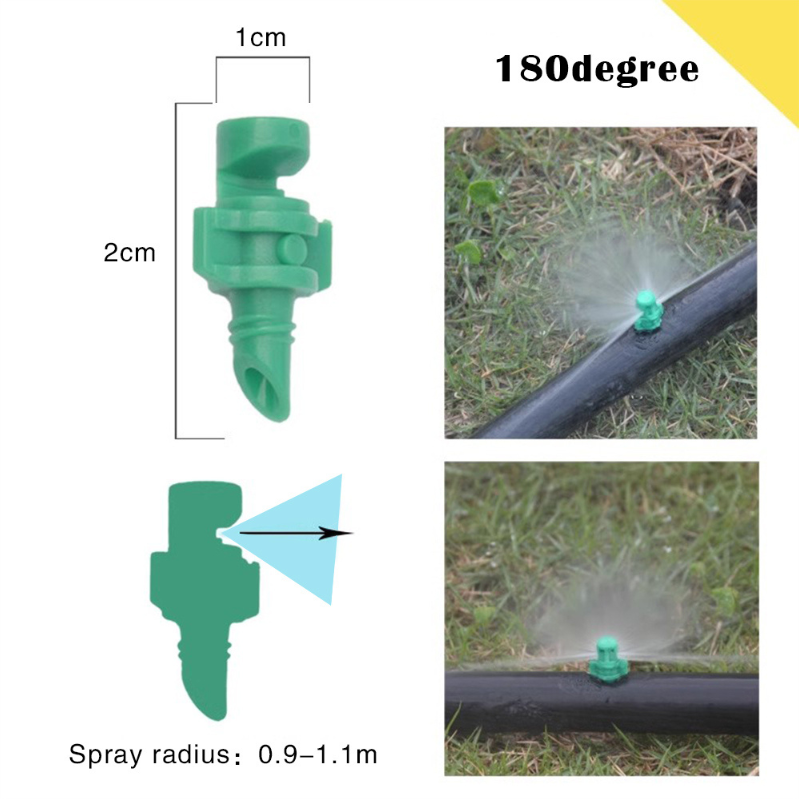 180 Degree Green Nozzle Sprinkler Irrigation Jets Watering Misting Micro Spray