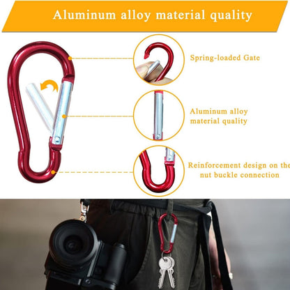 Coloured Carabiner Snap Hook 10x Gourd Shape Clip Aluminum Hiking Key Chain Ring