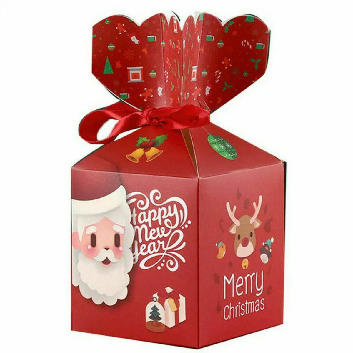 10x Christmas Gift Box Wrapping Bag Candy Boxes Party Favour Present Red