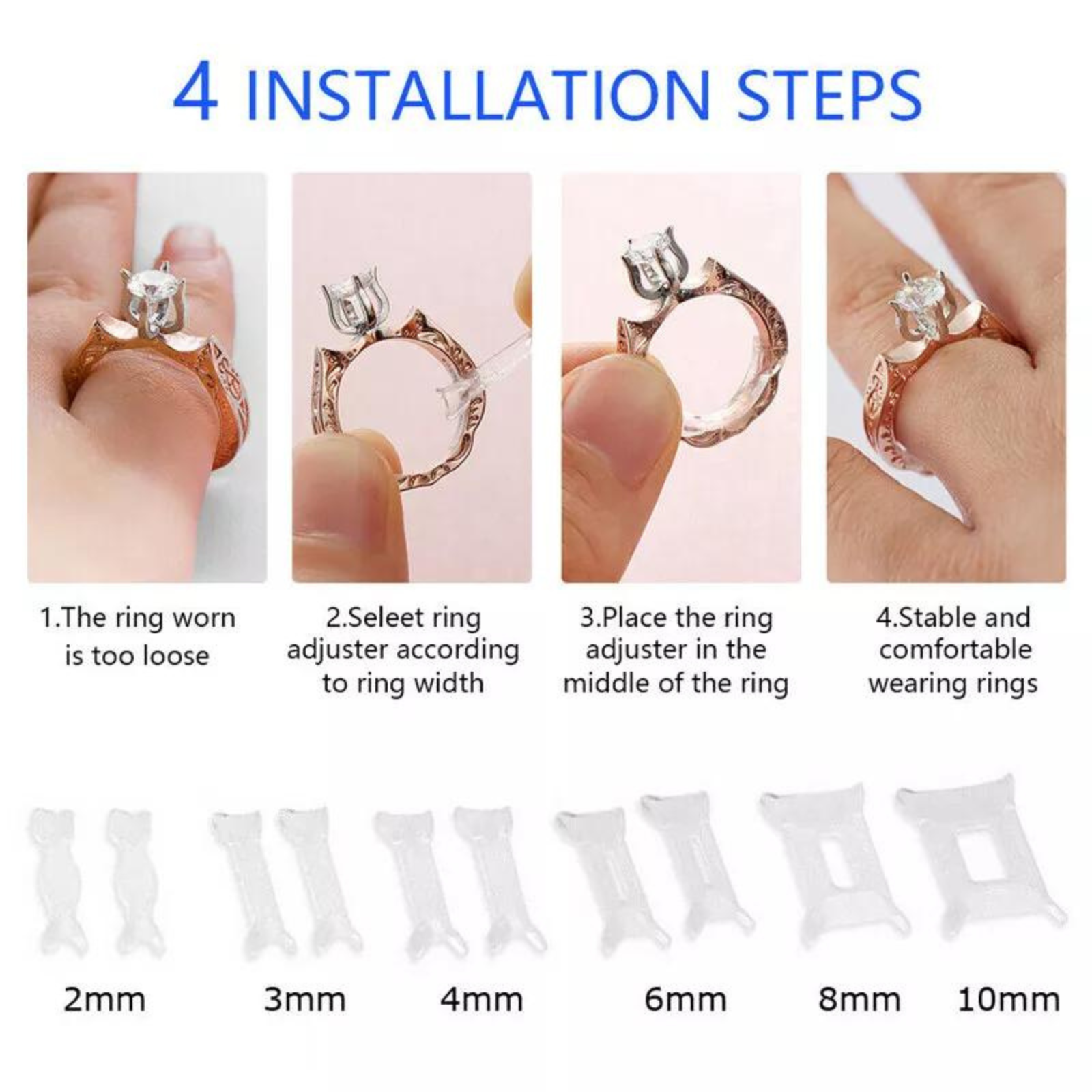 Resizing Tools Adjuster Pad 12PCS Invisible Tightener Ring Size Reducer