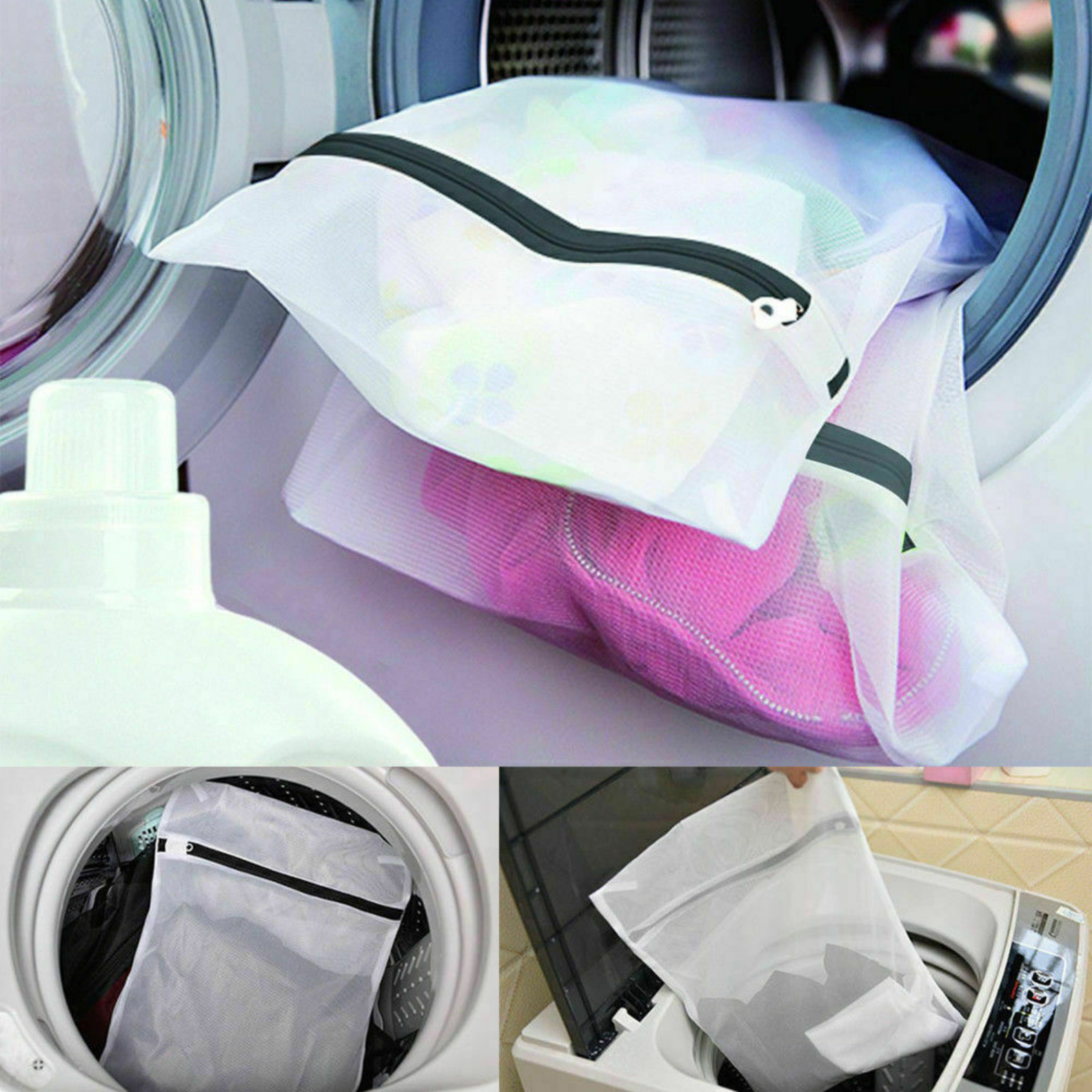 Clothes Zipper Washing Case 4pcs Laundry Wash Bag Delicates Bra Lingerie Mesh