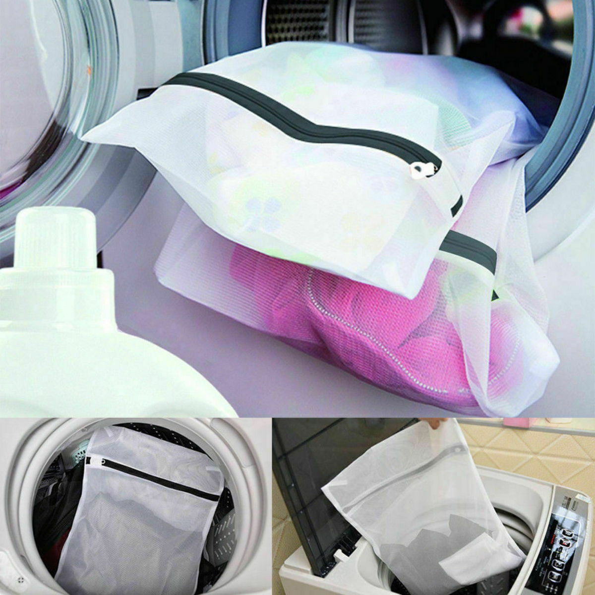 Clothes Zipper Washing Case 4pcs Laundry Wash Bag Delicates Bra Lingerie Mesh