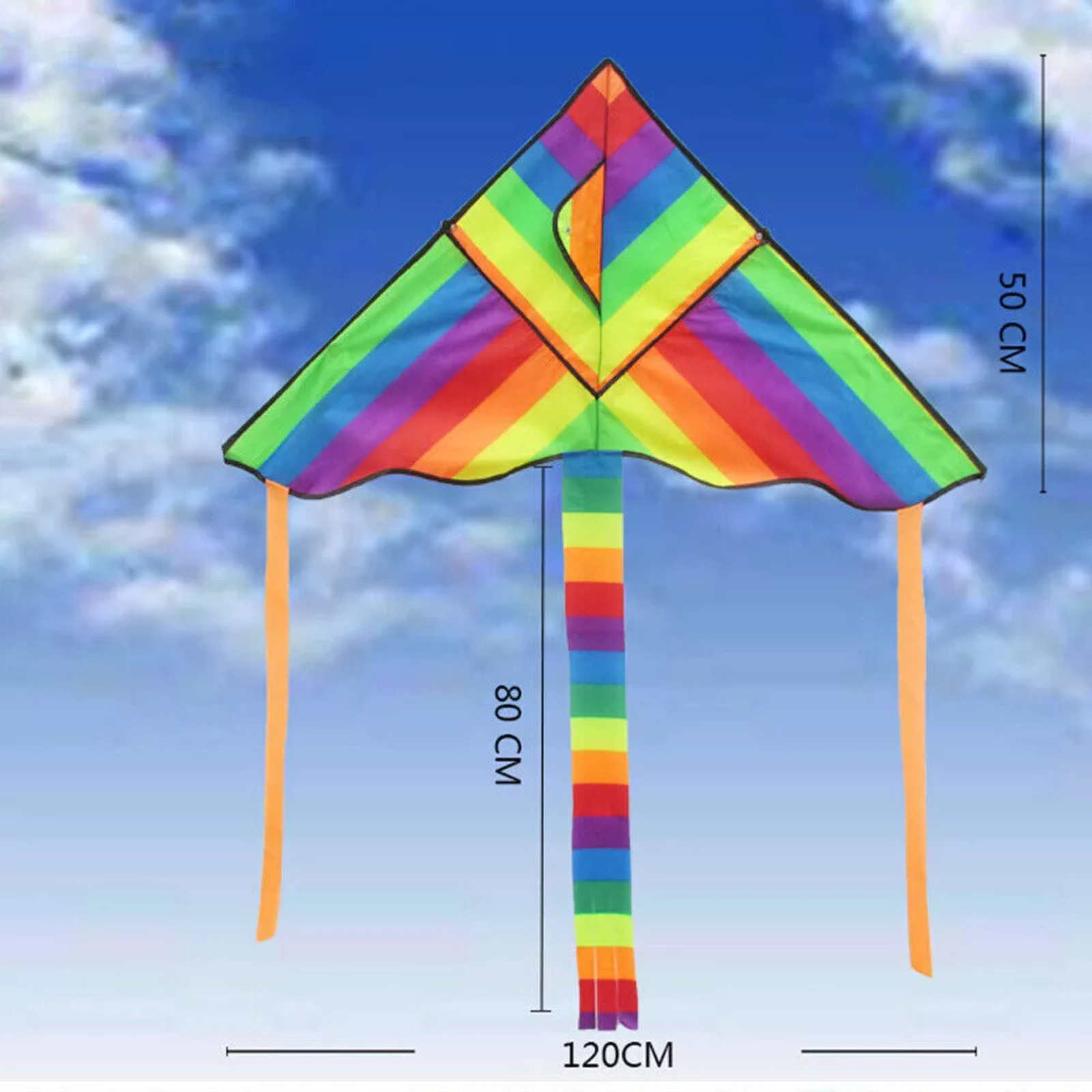 Sports Kids Toys Gift Air Fly Outdoor Children Fun 2x Rainbow Triangle Kite