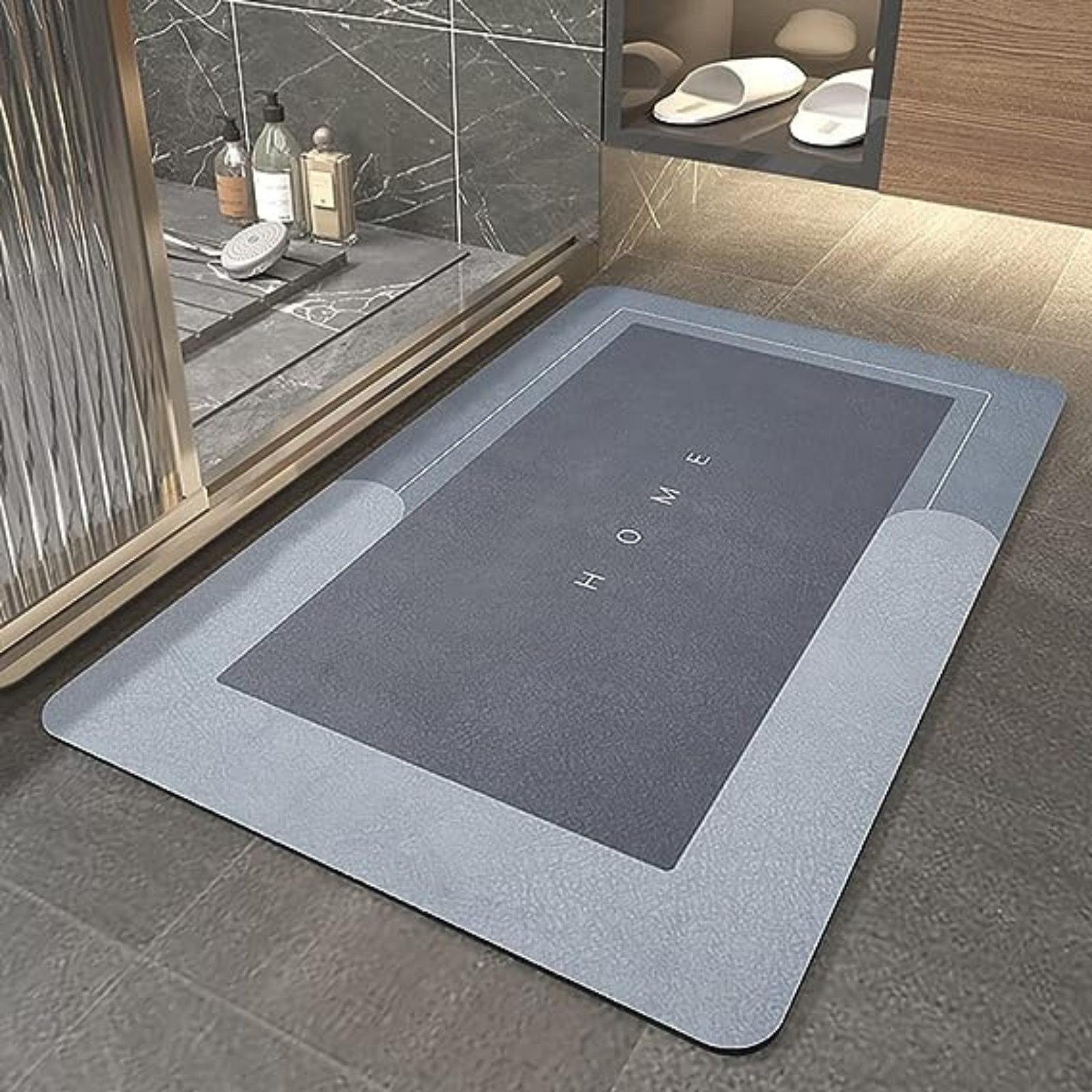Dark Grey Non-Slip Diatom Mud Absorbent Floor Mat Soft Quick Drying