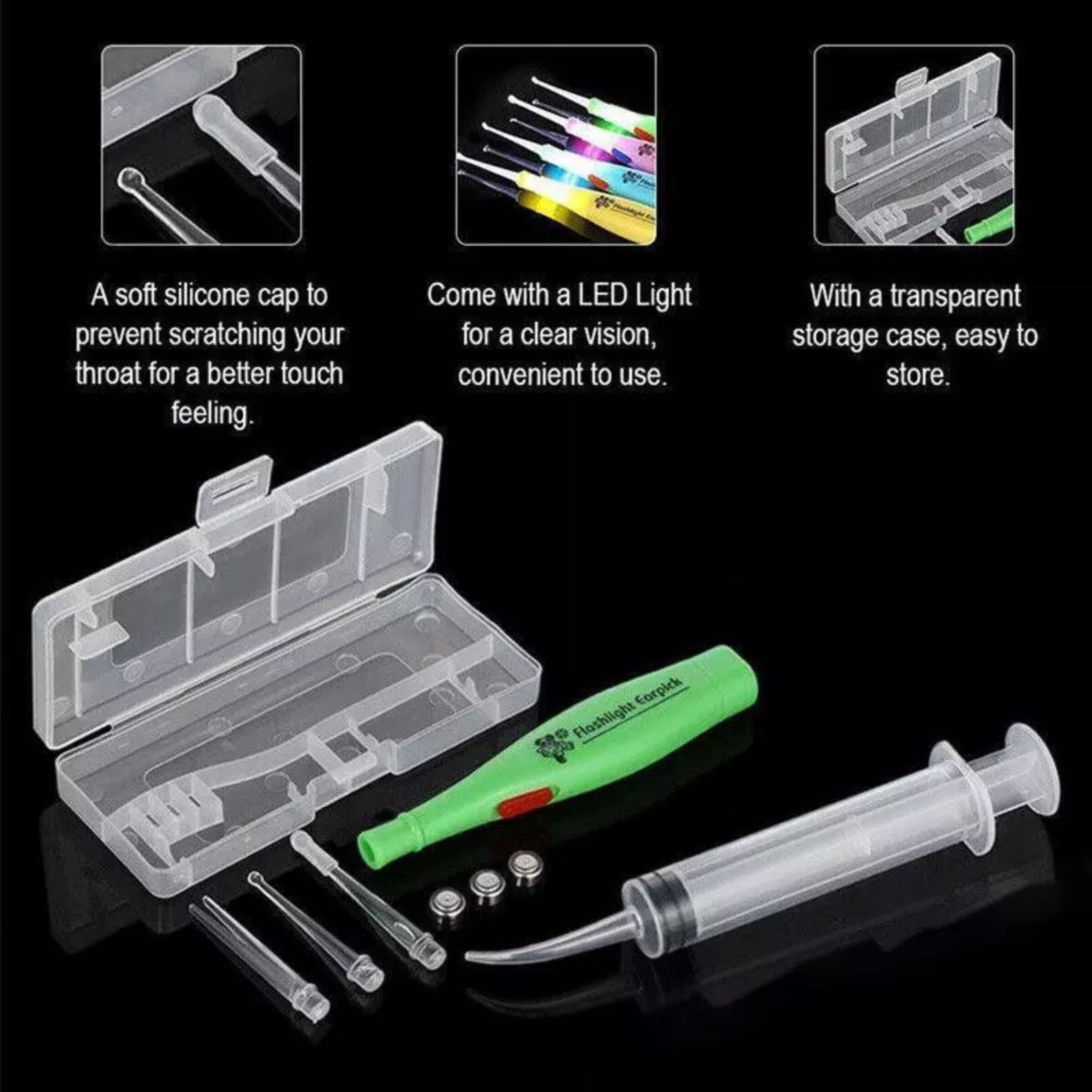 Remover LED Light Earpick Steel Earwax Tonsil Stone Remover Tool Stainless