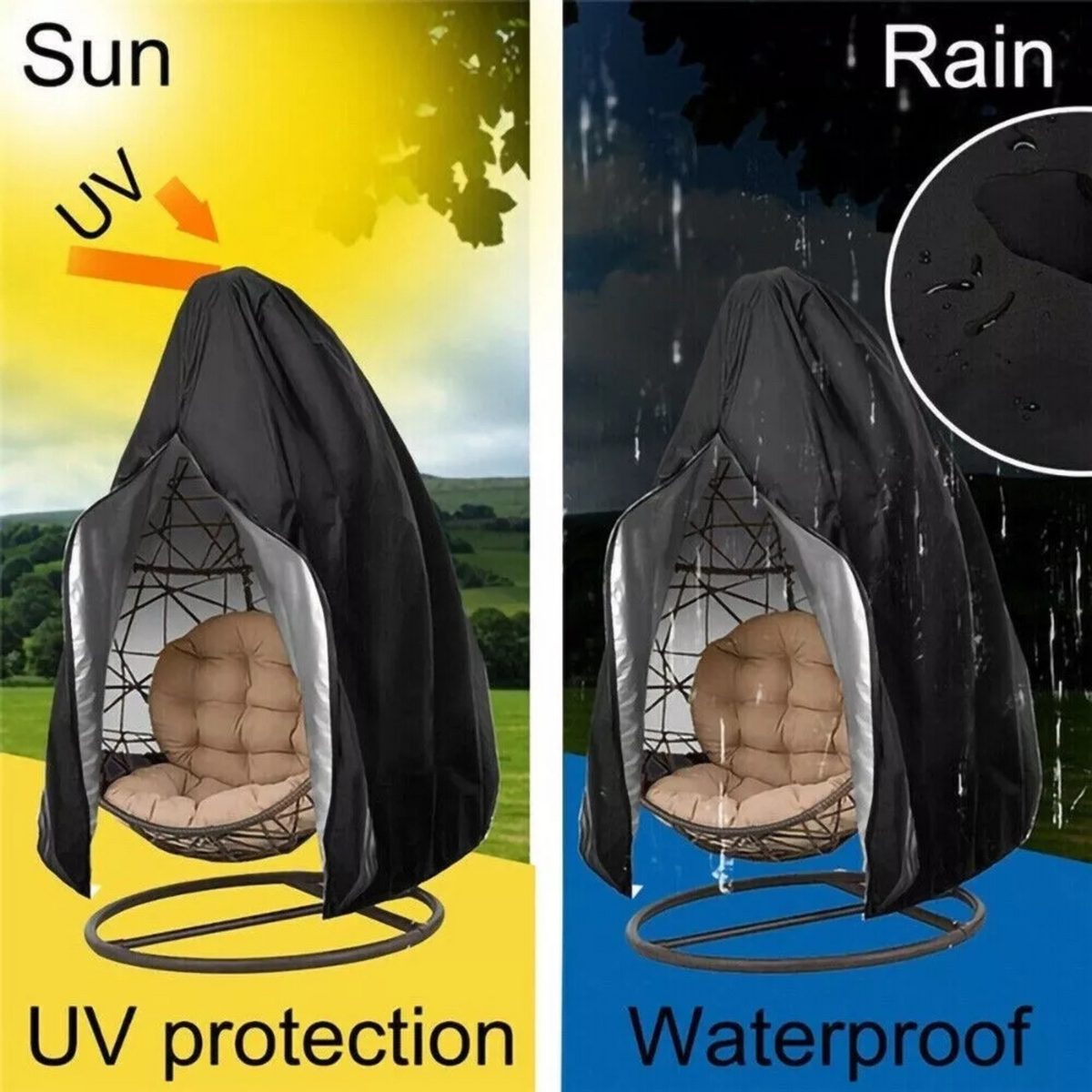 Rain Waterproof Dust Chair Cover Furniture Garden Rattan Hanging Swing Egg Chair