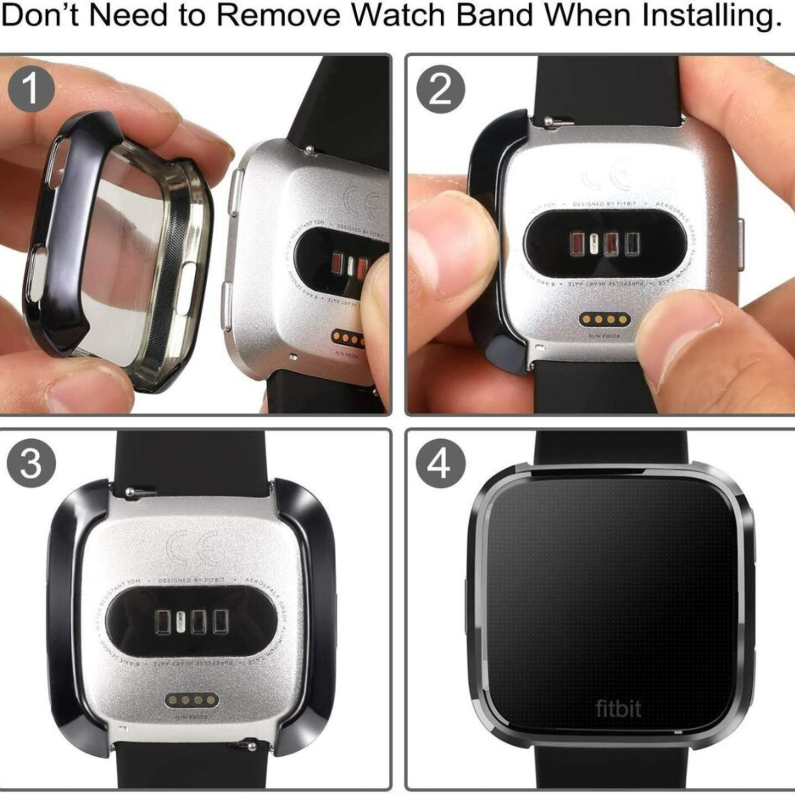 Black Full Soft TPU Case Screen Protector For Fitbit Versa 2 Sense 2 Watch