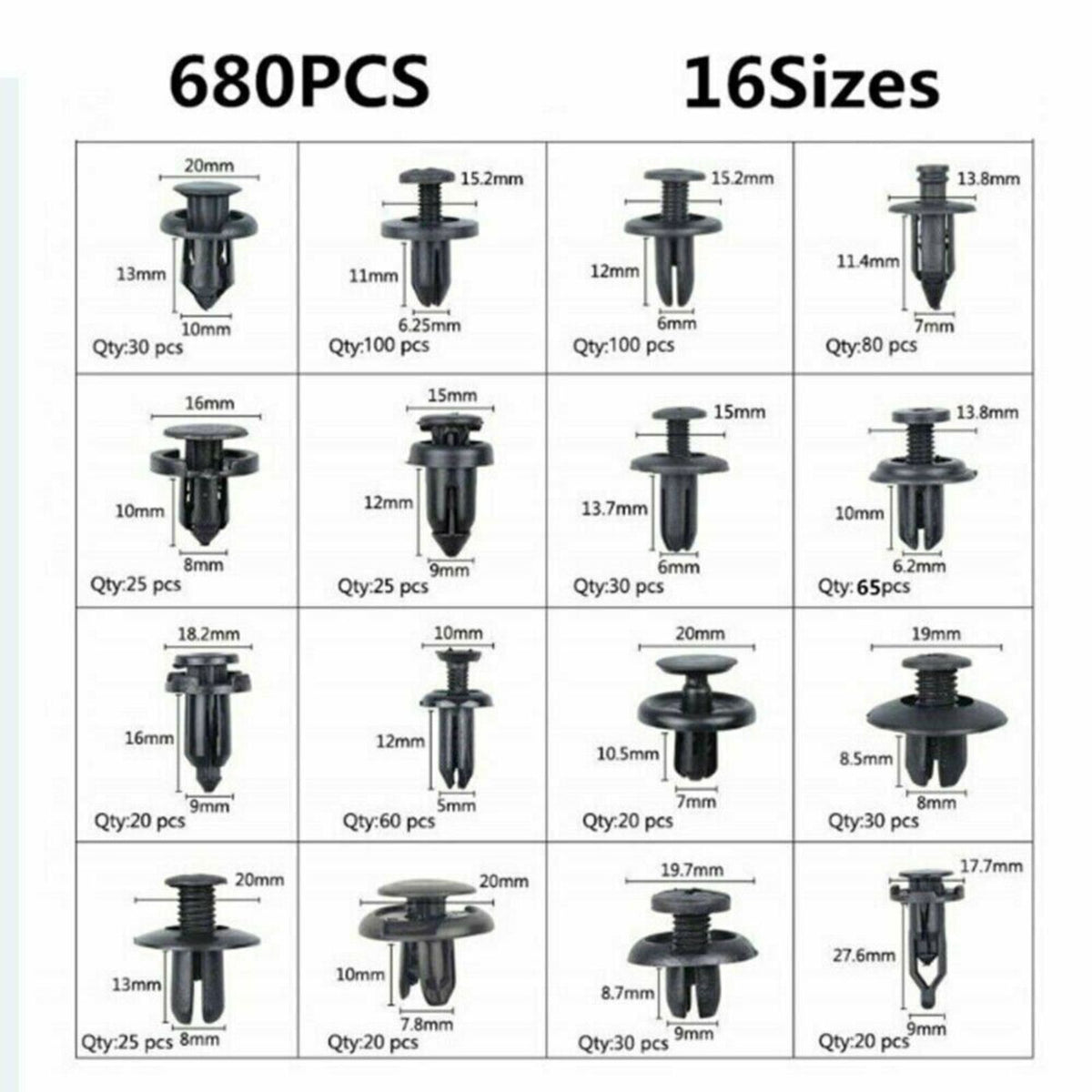 Auto Panel Bumper Rivet Retainer 731pcs Car Trim Body Clips Kit Plastic Fastener