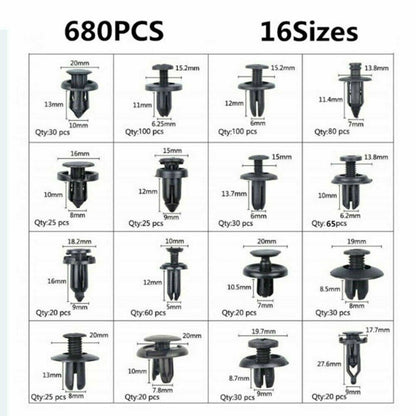 Auto Panel Bumper Rivet Retainer 731pcs Car Trim Body Clips Kit Plastic Fastener