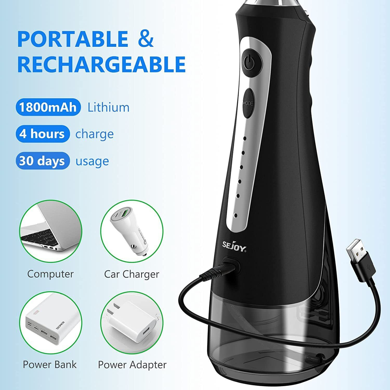 Dental Oral Irrigator Floss Water Cordless Water Pick Teeth Cleaner