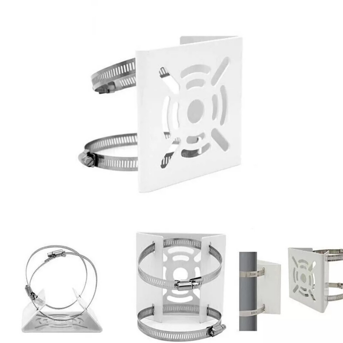 Security Camera Bracket with Loops Universal Metal Vertical Pole Mount