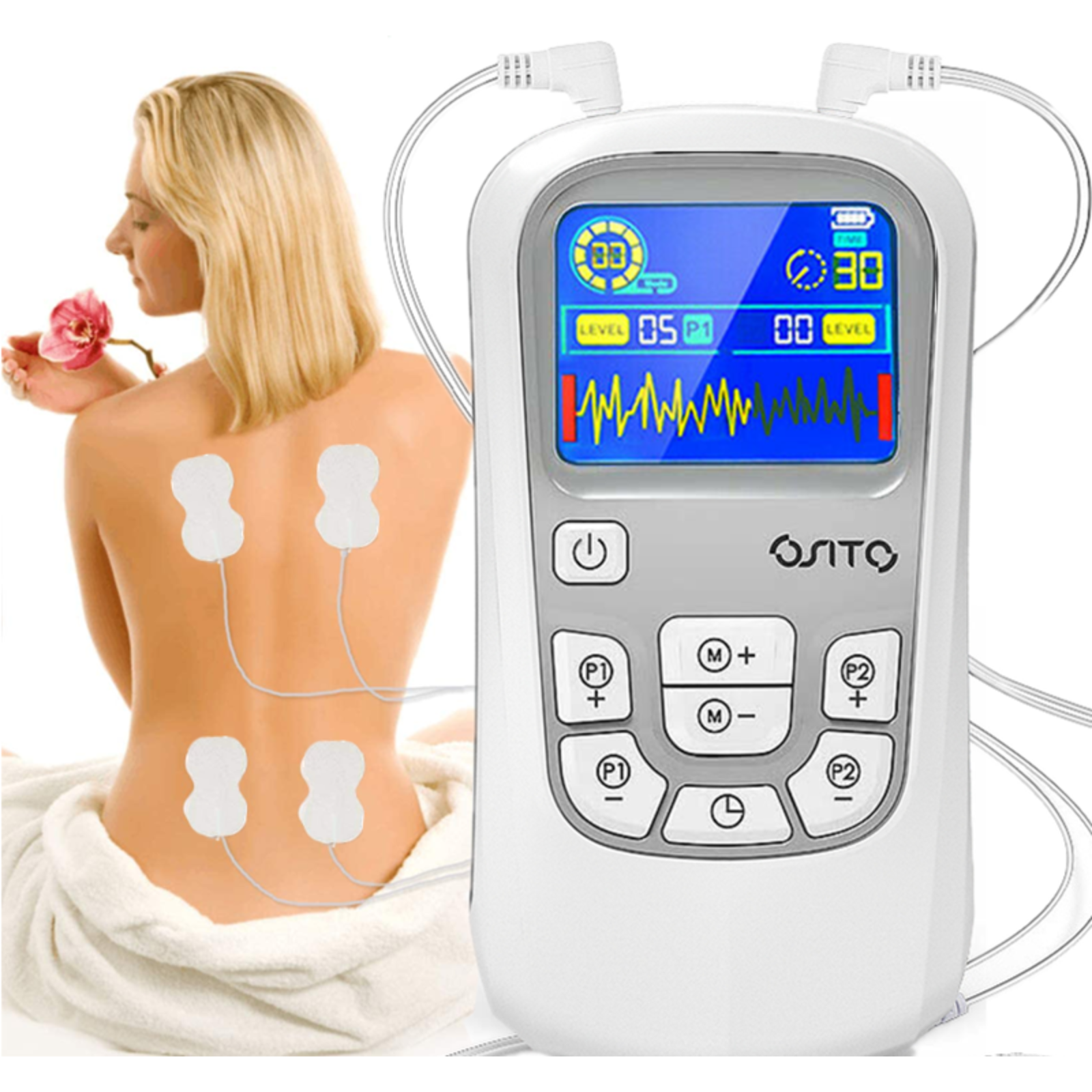 Electronic Muscle Stimulator Pulse Massager OSITO TENS Unit Nerve Pain Relief